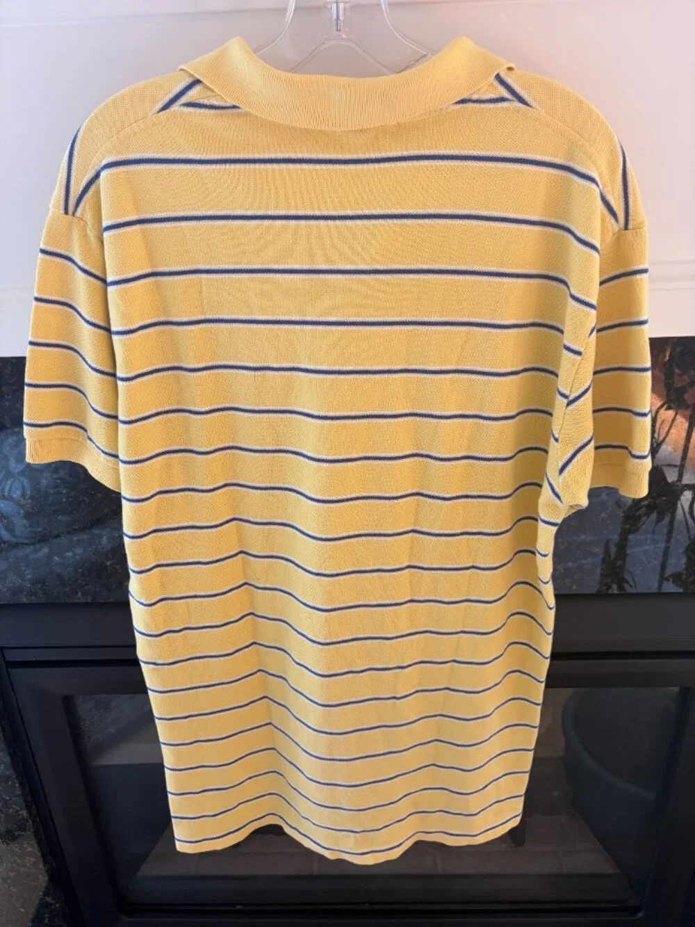 Polo Ralph Lauren Short Sleeve Polo Shirt Cotton Yellow Striped Mens SZ M.